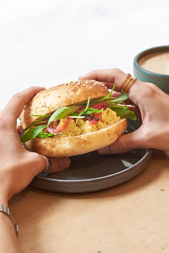 Barcelona restaurant photography of healthy vegan sandwich